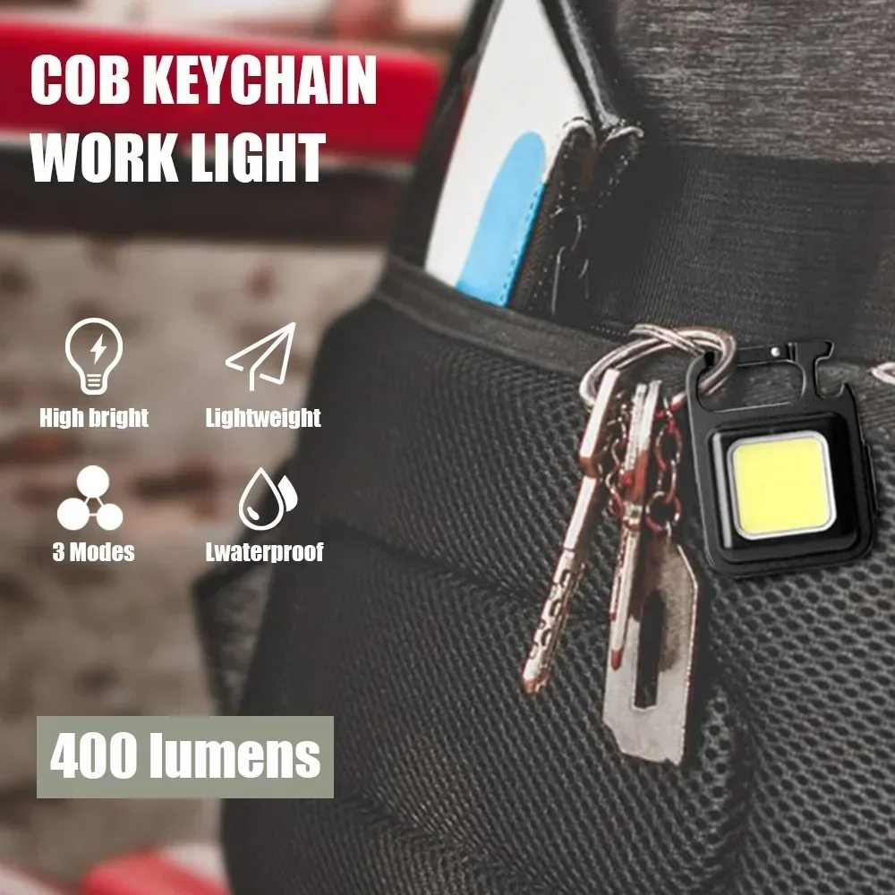 Mini LED Working Light Portable Pocket Flashlight USB Rechargeable Key Light Lantern Camping Outside Hiking COB Lantern