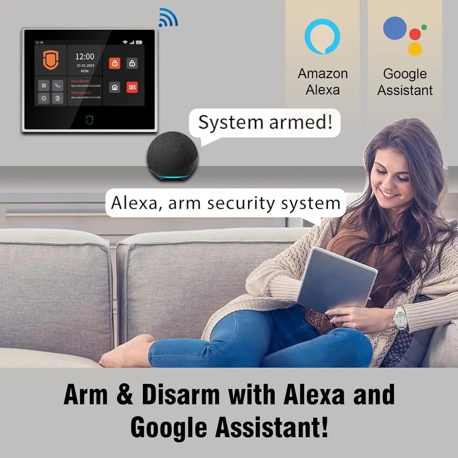 Wolf-guard 7 polegadas tela sensível ao toque wifi 4g tuya smartlife sistema de alarme doméstico kit de proteção de segurança sem fio com sensores sirene