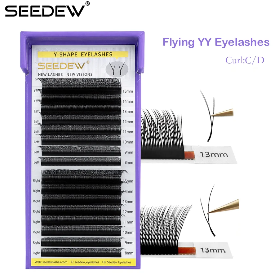 SEEDEW Fox YY型まつげエクステ 斜めフライングYYつけまつげ ナチュラルソフトまつげ