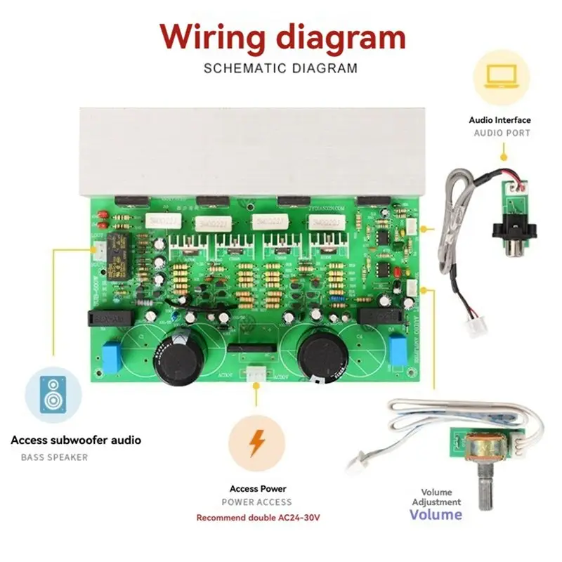 A72Z 500W A1943/C5200 Highly Power Subwoofer Sound Amplifiers Board AC24-30V Heavy Sound Amplificador Module