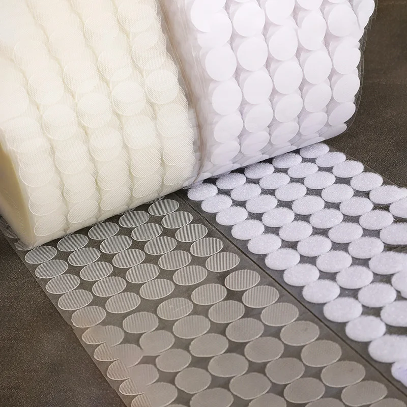 500/99pairs Transparent Dot Sticker Self Adhesive Hook and Loop Fastener Tape 10/15/20mm Nylon Strong Glue Baby Round Coin Tape