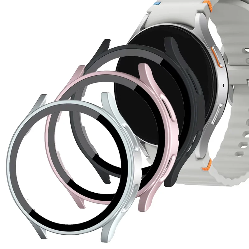 Hard Matte PC Case With Tempered Glass For Samsung Galaxy Watch 7 6 5 4 FE 40mm 44mm Shockproof Scratch Resistant