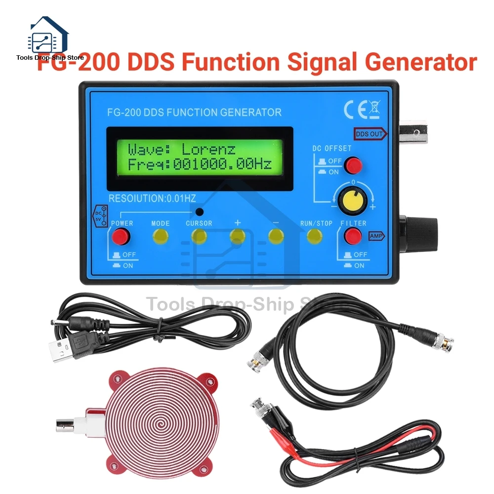 

FG-200 DDS Function Signal Generator Frequency Counter 0.01Hz - 500KHz Signal Source Module Sine+Square+Sawtooth Waveform