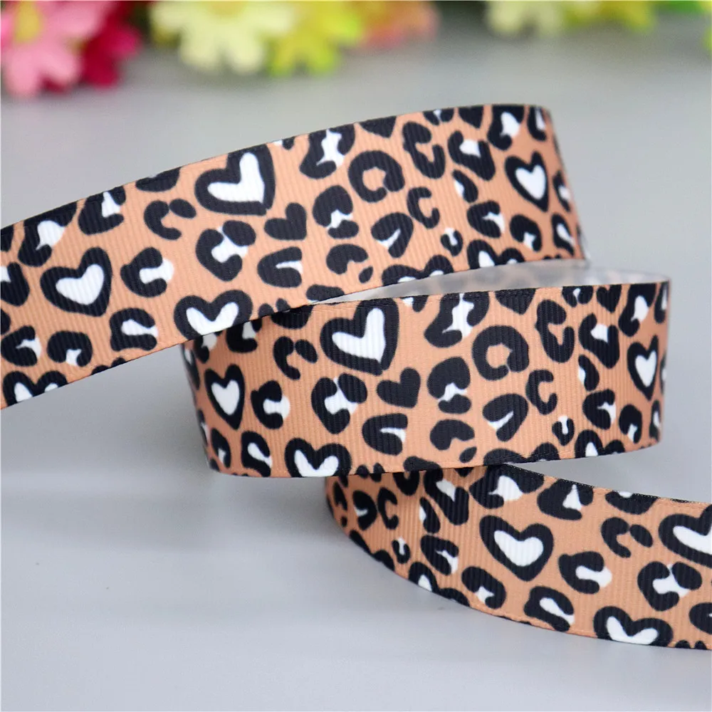 DHK 50yards leopard zebra Cheetah Printed Grosgrain Ribbon Accessories Headwear Decoration Collar DIY Sewing Craft S2635