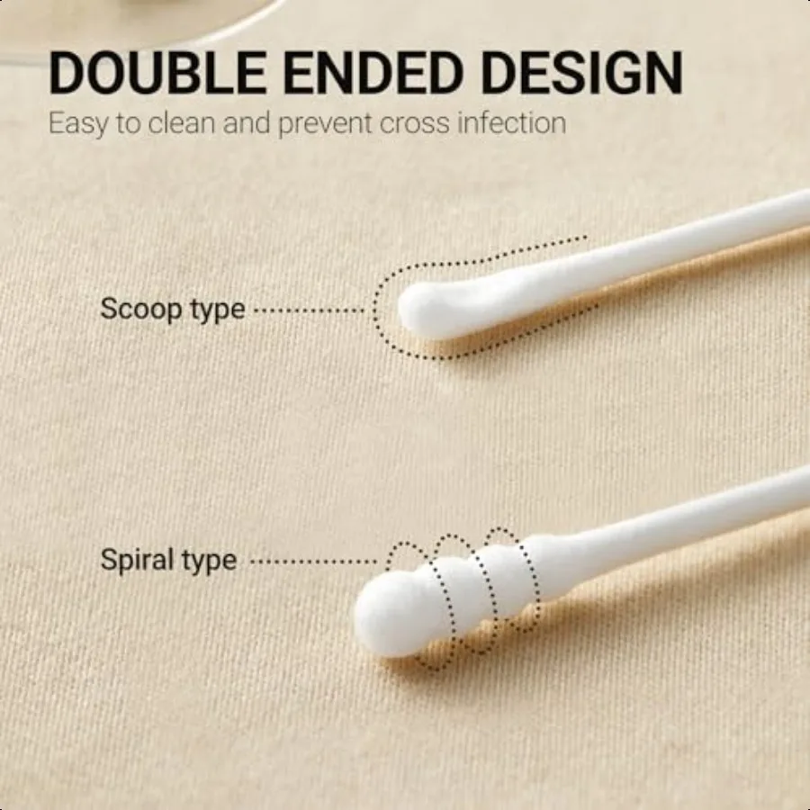 Tamponi di cotone per bambini Tamponi di cotone a doppia punta da 400 pezzi con bastoncino di carta per neonato 100 Tamponi di cotone organico Qtips per orecchio Nos