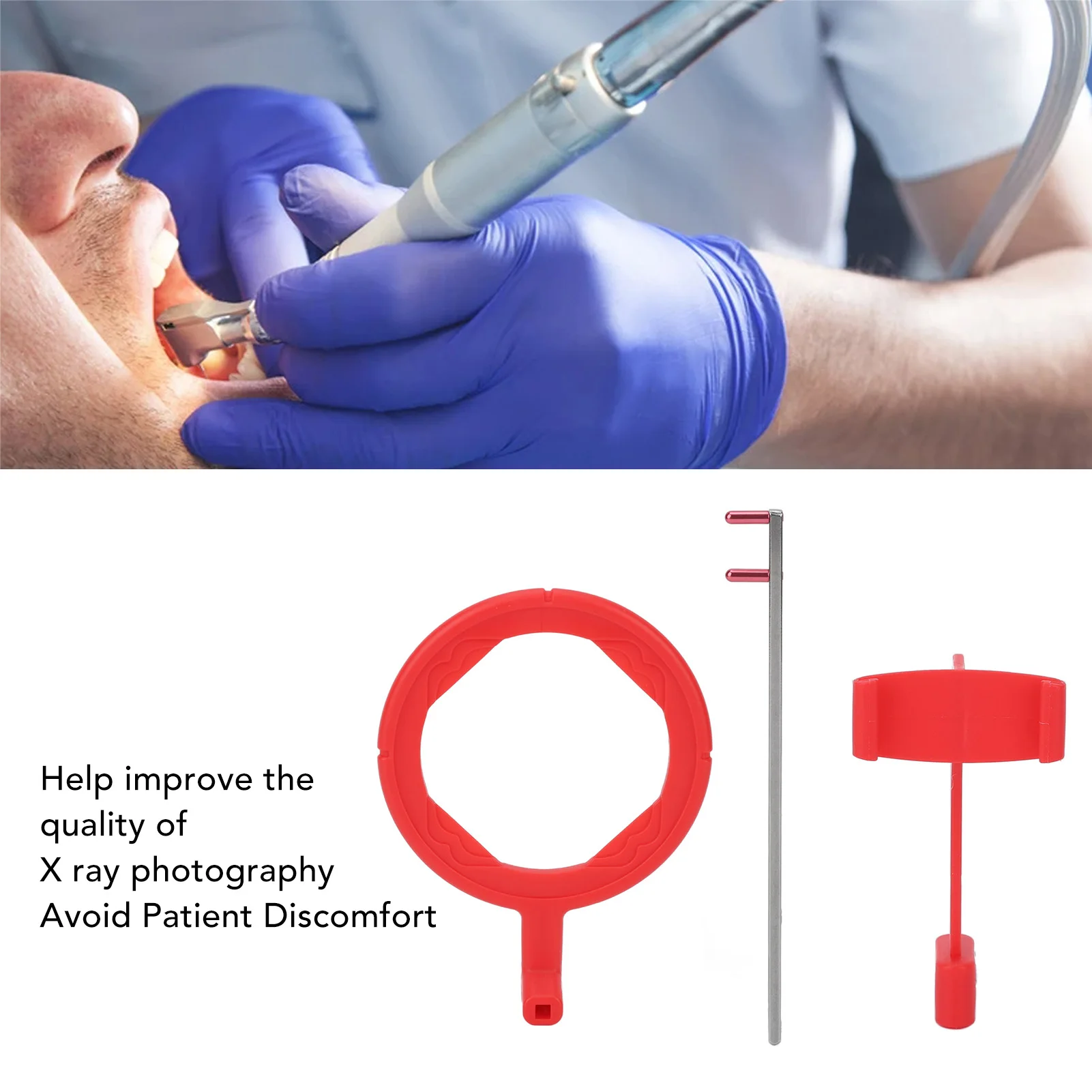 Dental X Ray Film Positioner Holder Stainless Steel Plastic Professional Intra Oral X Ray Film Positioning System Kit Red