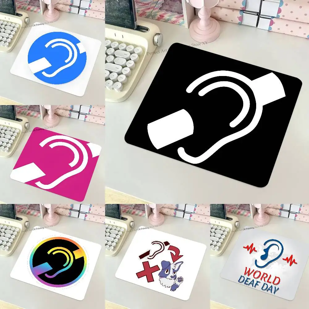 International Deaf And Hoh Symbol Mousepad Small LockEdge Mouse Pad For Gamers Computer Desk Pad Rectangular Anti-slip Rubber