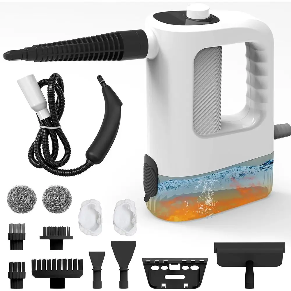 

3-Level Adjustable Handheld Steam Cleaner, 15s Heat-Up, 400ML Large Capacity, 14 pcs Accessories, Portable for Home, Dirt, Greas