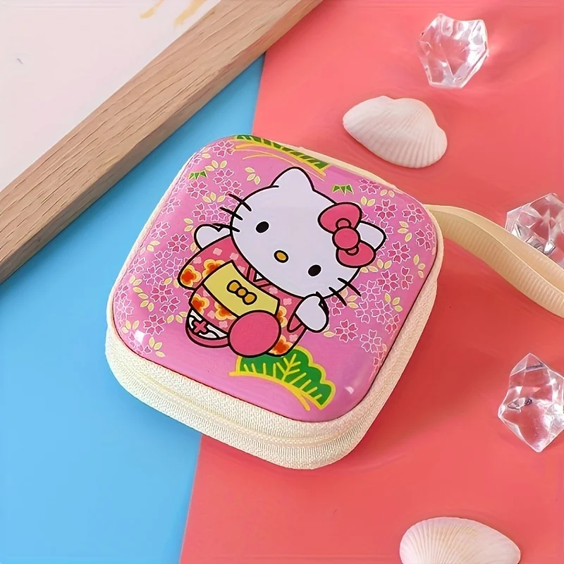 Hello Kitty Metal Paper Clip Holders 1pc Cute Cartoon Coin Purse Storage Bag with Desktop Supplies Sorting Feature