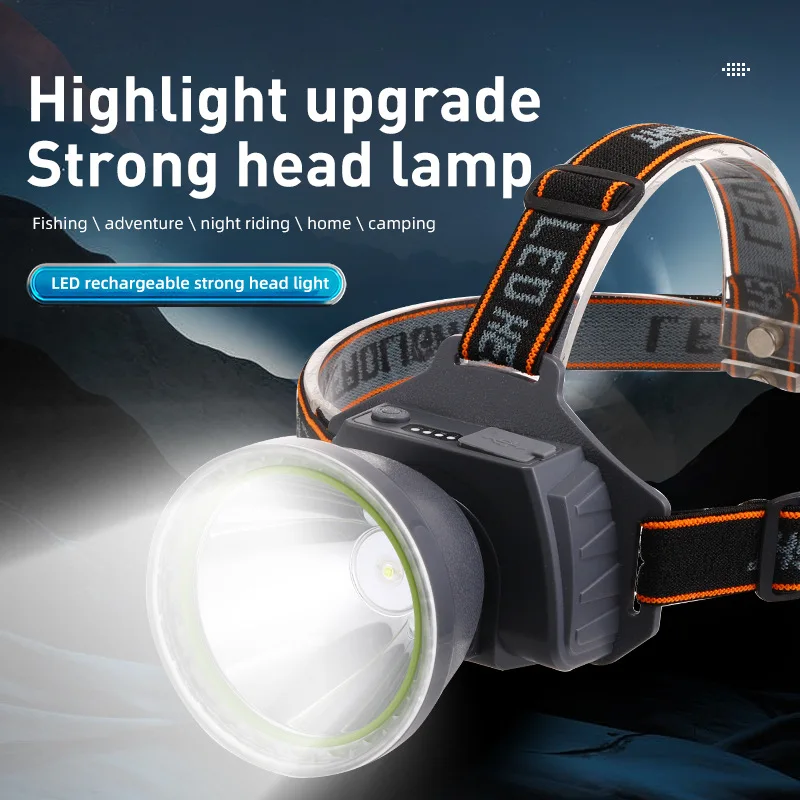 

LED Strong Head Light Upgrade USB Rechargeable Headlamp Waterproof Headwear Night Fishing Mining Convenient Headlight