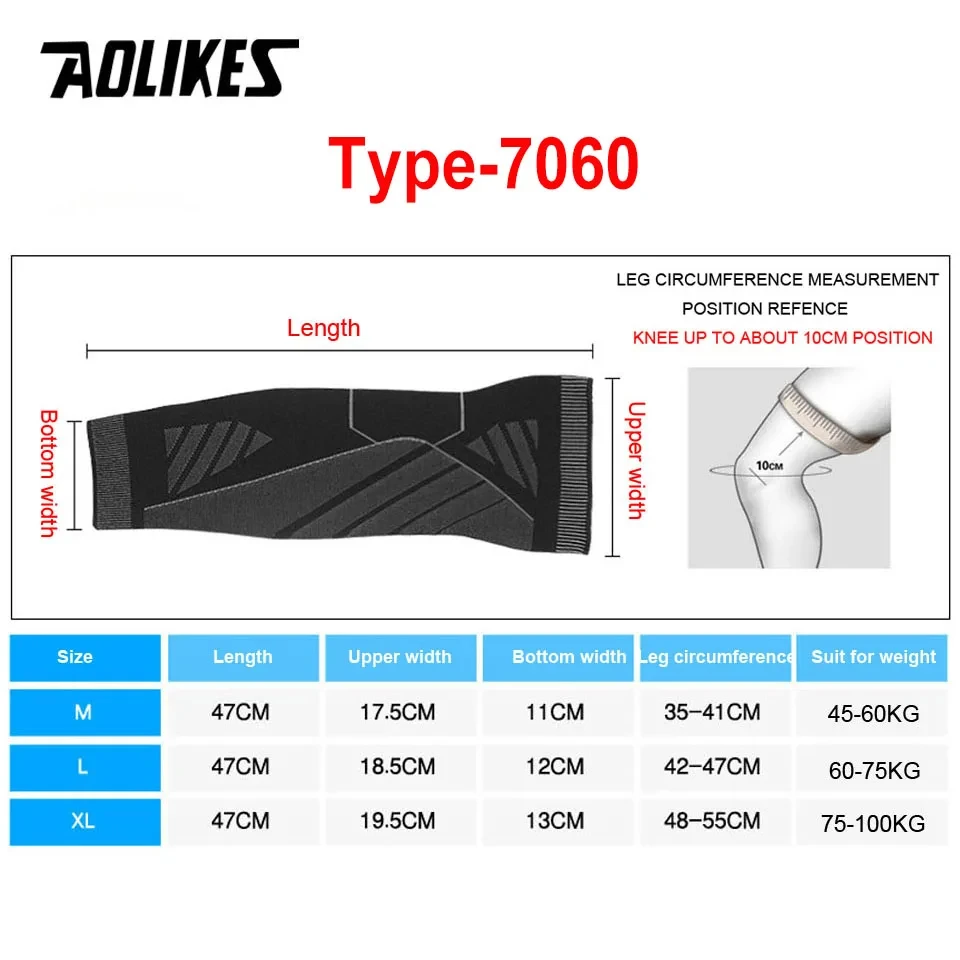 AOLIKES 1PCS Sports Compression Knee Brace Elastic Support Pads Knee Pads Fitness Equipment Volleyball Basketball Cycling