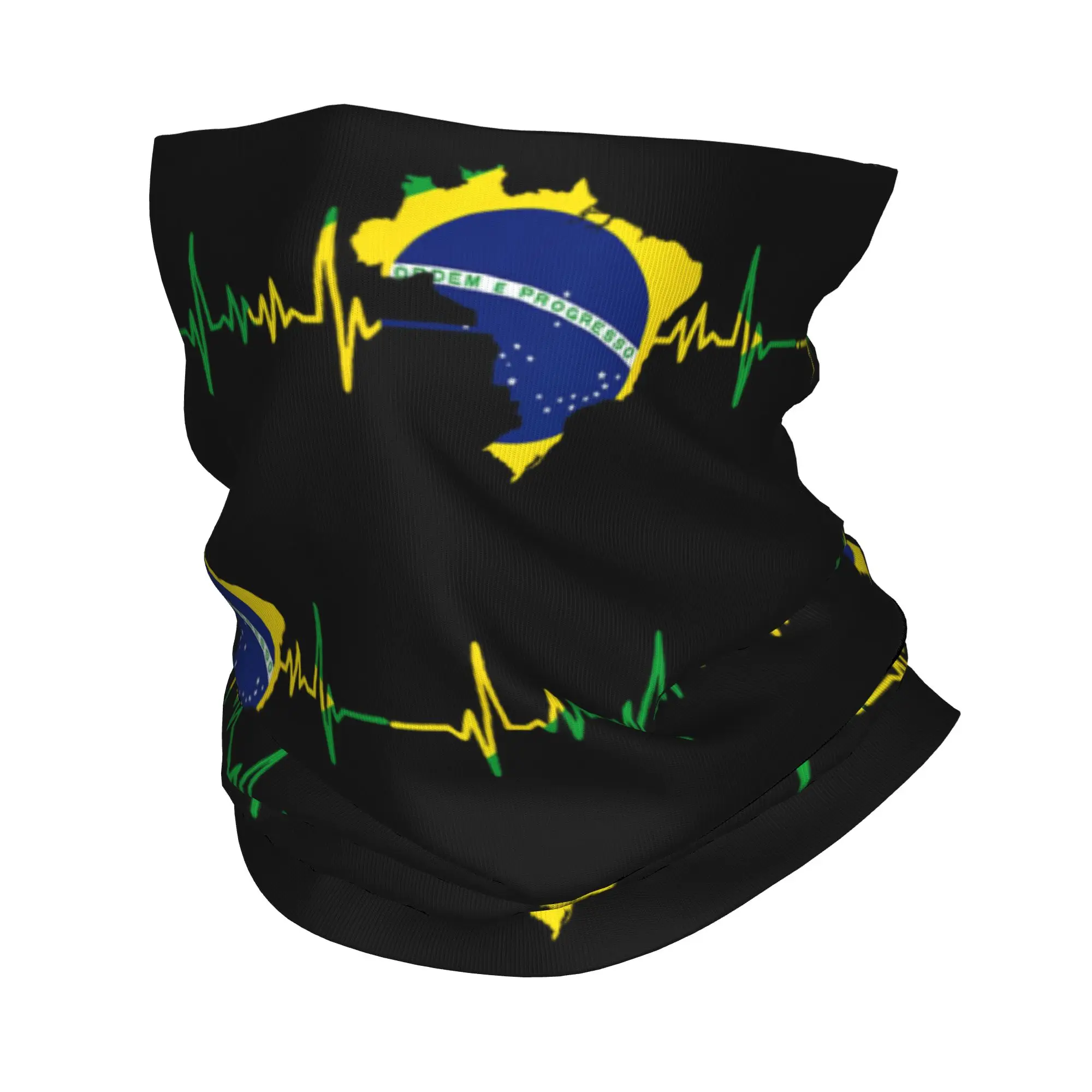 Brazil Flag Heartbeat Bandana Neck Cover Printed  Balaclavas Mask Scarf Multi-use Headband Fishing Unisex Adult All Season