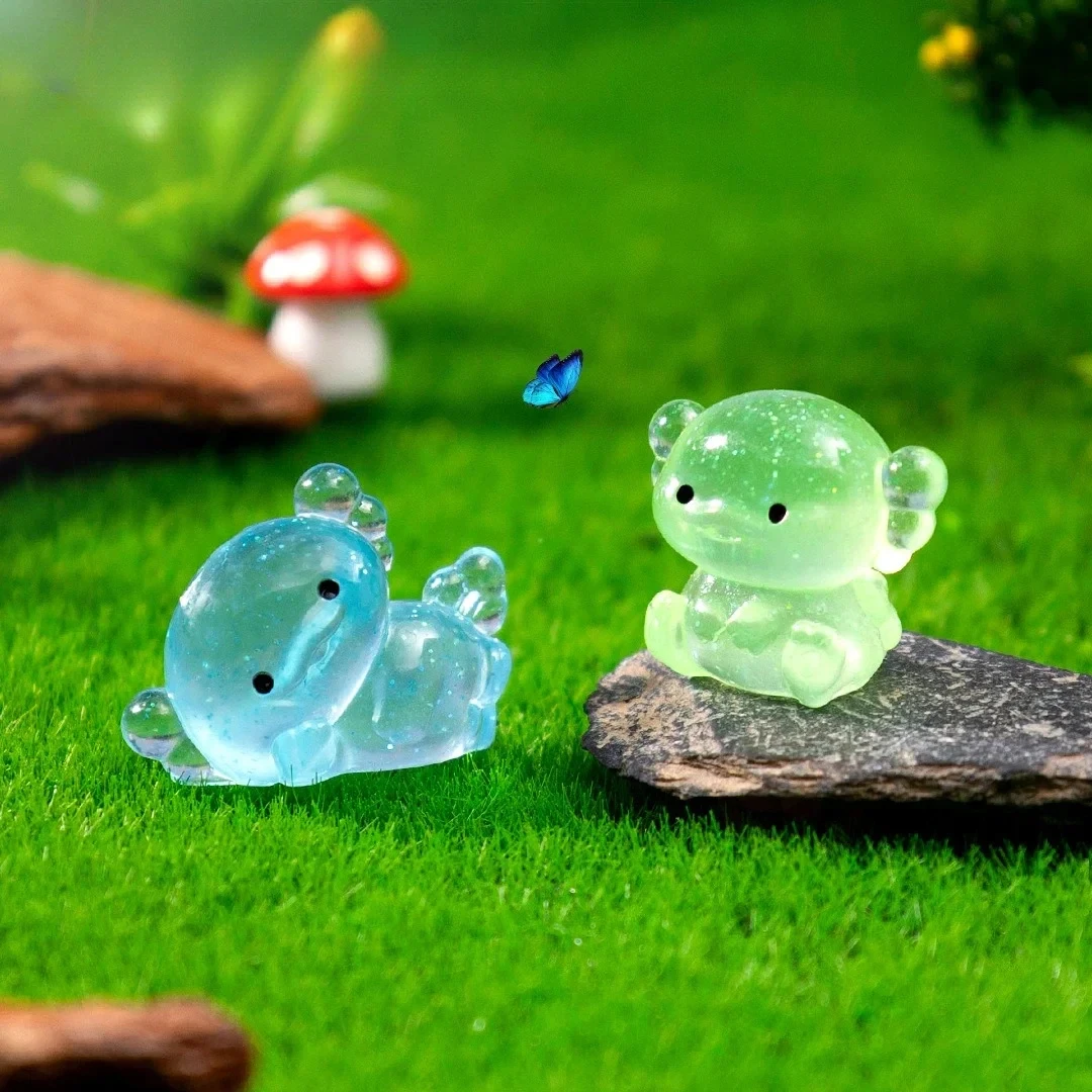 مضيئة صغيرة الراتنج لطيف Axolotl سداسية دمية تنين توهج في الظلام تمثال الجنية حديقة DIY بها بنفسك المشهد الصغير ديكور