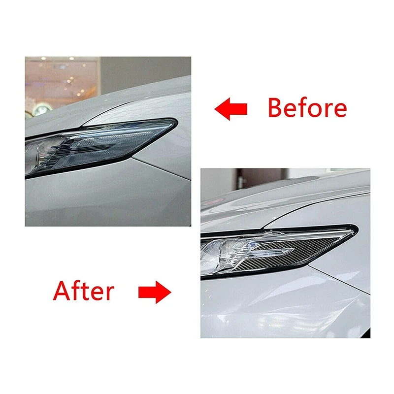 WO-Carbon Fiber For Toyota Camry 2018 2019 2020 Accessories Front Headlight Eyebrow Eye Edge Frame Decoration Cover Trim