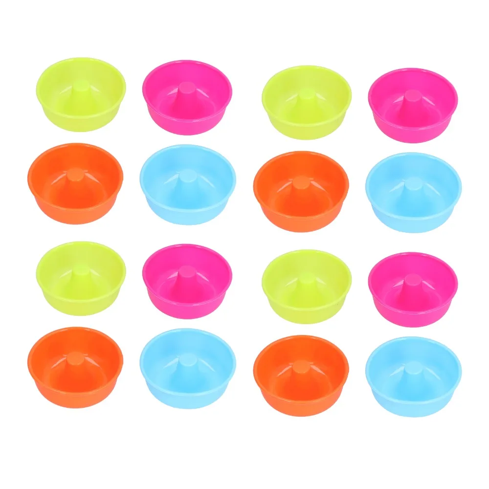 16pcs Thick Silicone Donut Mold Colorful Reusable Baking Cups Cleanable Non-Stick Cake Molds Home Kitchen DIY Baking