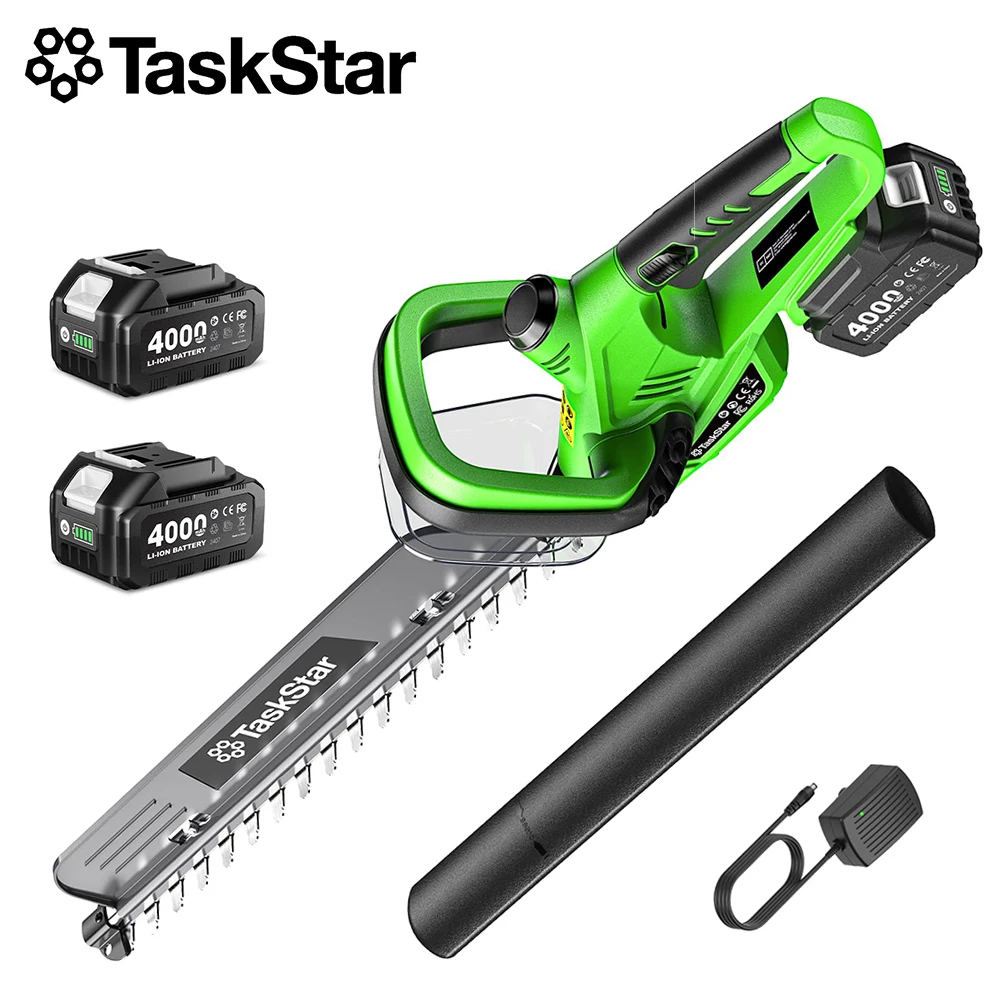 Podadora eléctrica de setos TaskStar de 22 pulgadas con mango giratorio,sistema de eliminación de residuos,cuchilla de doble acción y recorte integral;podadora de setos inalámbrica compatible con baterías Makita de 18V
