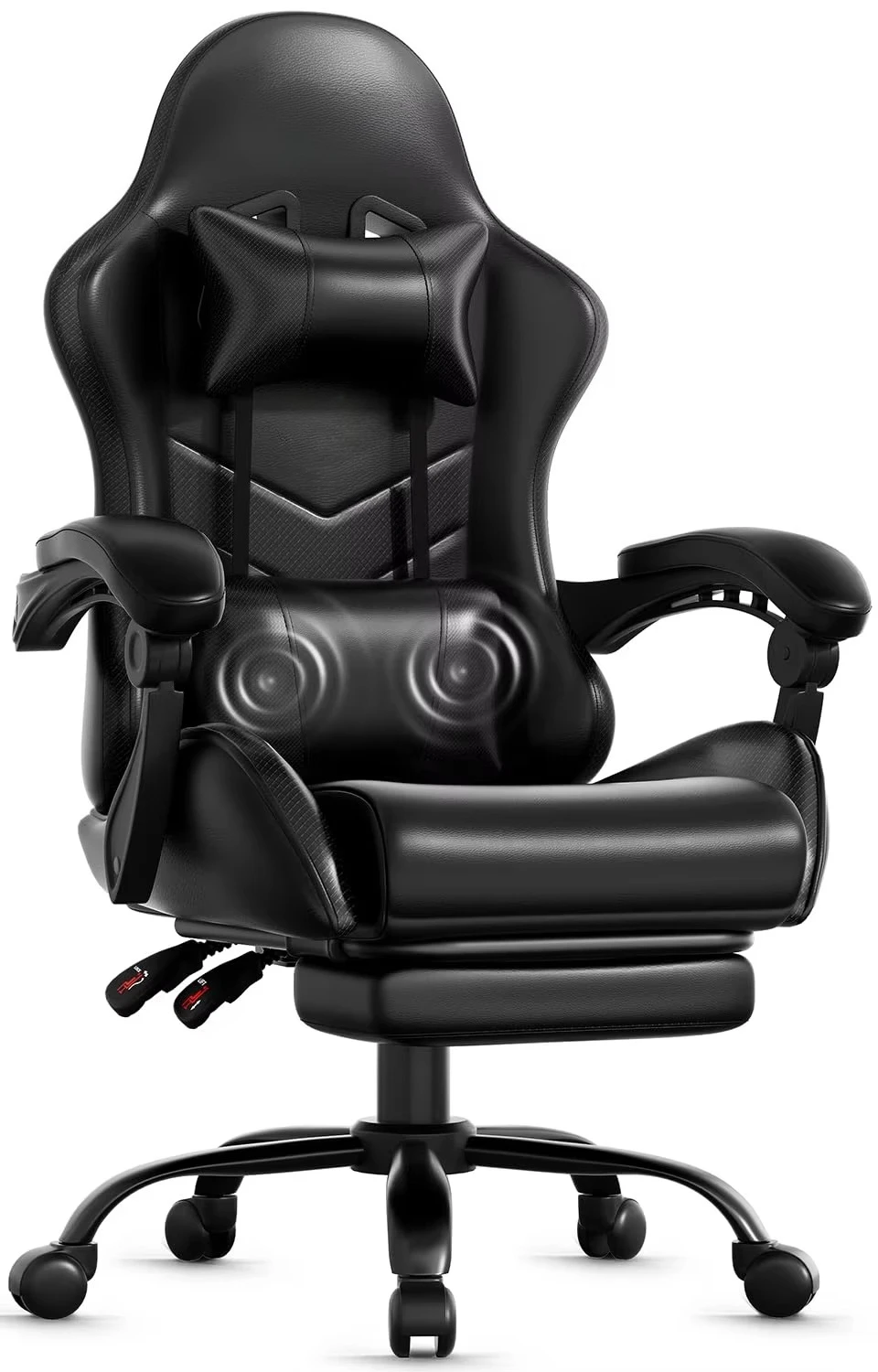 Gaming Chair with Footrest Racing Style Lumbar Support Massager Video Game Chair with Metal Legs, High Back Gamer Chair, Custom