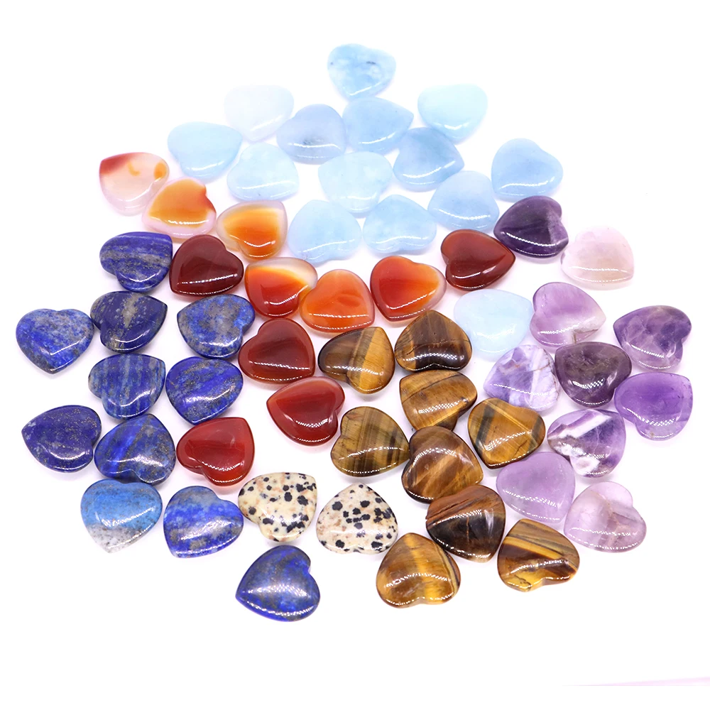 20mm Natural Stones and Crystals Carved Multicolor Heart Shaped Love Healing Gemstones Room Decoration Diy For Necklace Pendant