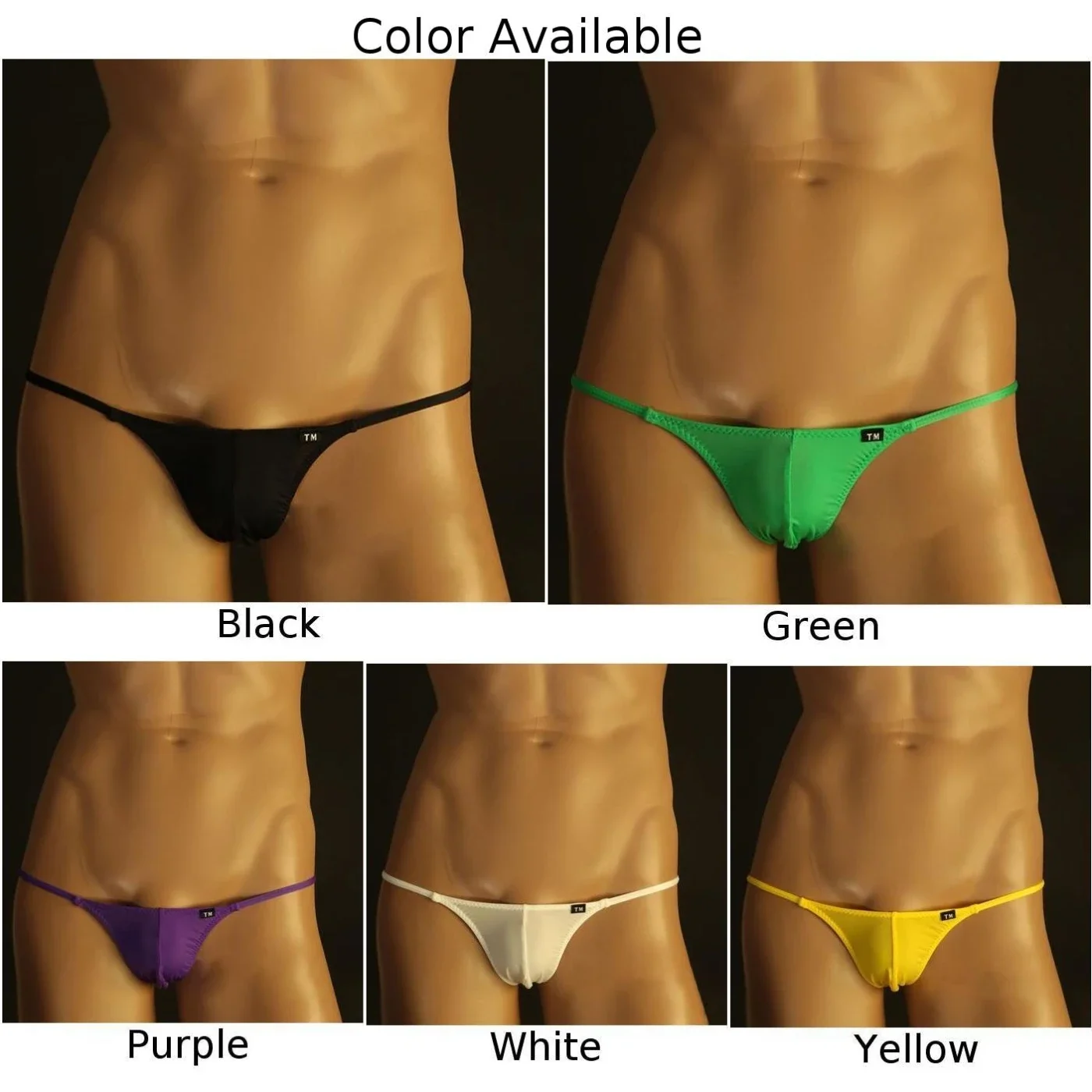 Sexy Mens G-Strings Underwear T-Back Briefs Low Rise Bikini Pouch Panties Elastic Bondage Underpants Buttocks Hollow Thong