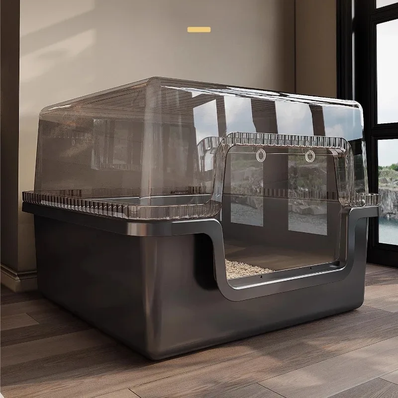 

Extra Large Jumbo Cat Litter Box Spacious Open Cat Toilet High Walls Low Tracking Coating Durable Plastic Dla Kota Products
