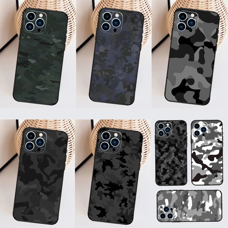 Night Dark Camo Military Camouflage Cover Case For iPhone 14 Pro 11 15 Pro Max 12 13 Mini 7 8 Plus XS X XR SE 2022 2020 Funda