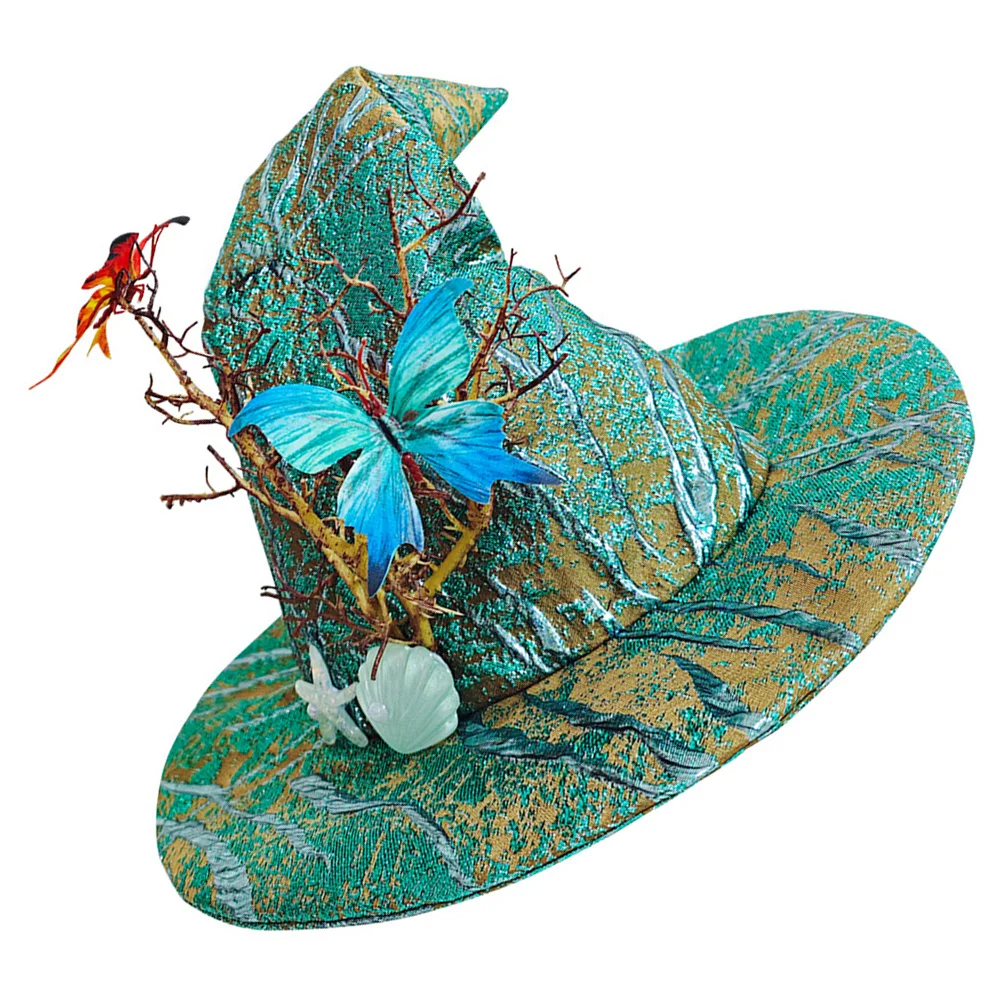 

Halloween Wizard Cap Butterfly Accent Witch Hat Halloween Cosplay Party Costume Accessories Party Witch Hats Wizard Cap
