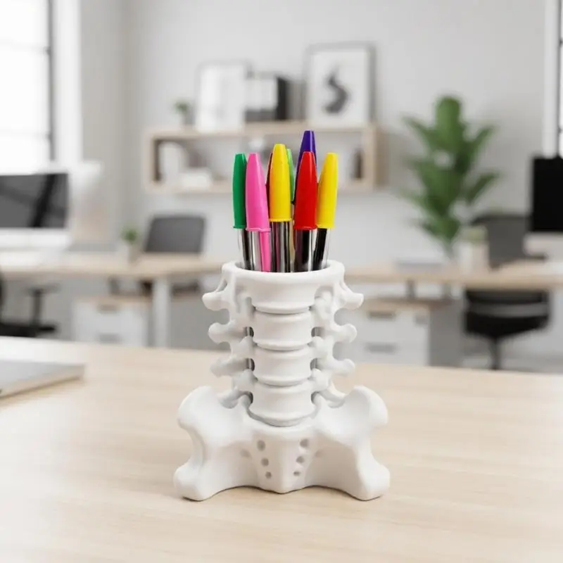 Creative Desk Pen Holders With Spine 3D Printed Pencil Organizers With Open Top Storage for Office Workspaces and D2RC
