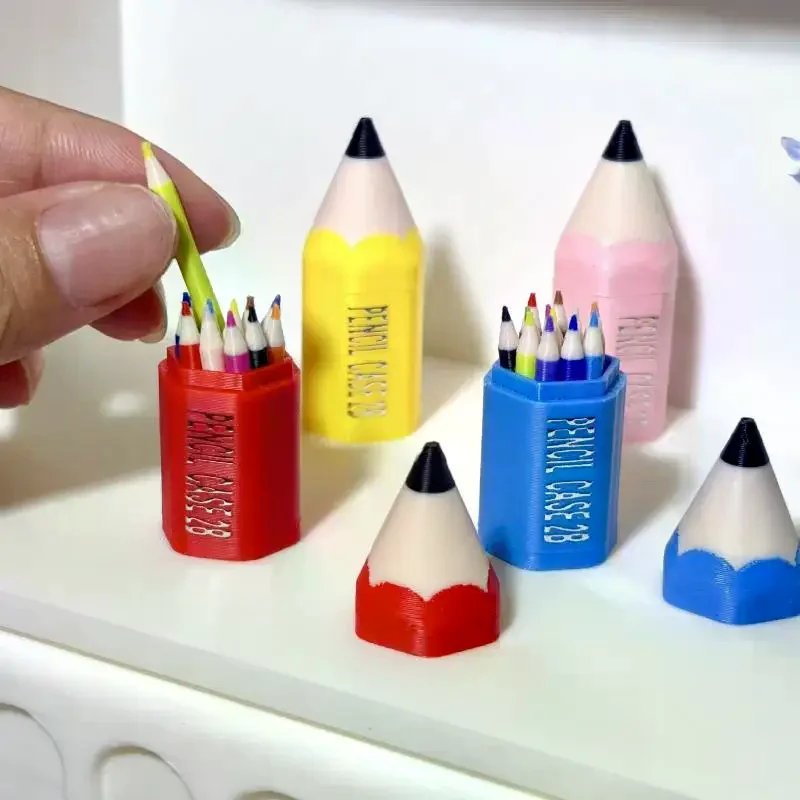 10/12 pièces enfant semblant jouer jouet maison de poupée Miniature stylo de couleur Mini crayon fournitures scolaires modèle maison de poupée accessoires
