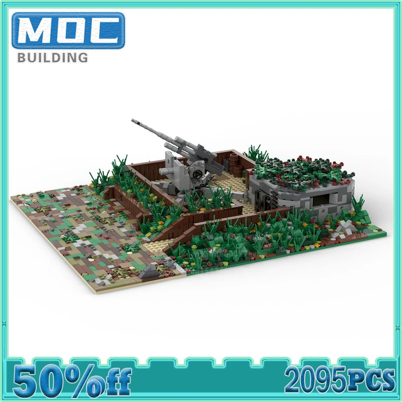 MOC Building Blocks S3 with flak 88 Display Model Military Scence Display Street View Creative Bricks DIY Assembly Toys Gift