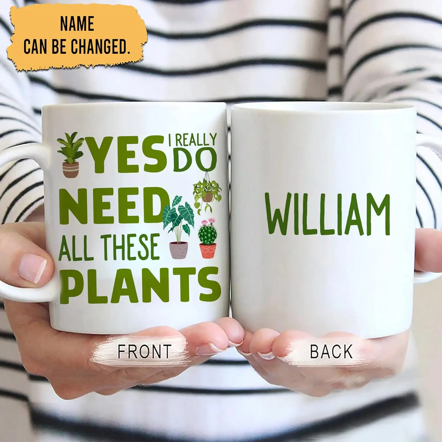 Personalized Plant Lover Coffee Mug, Houseplant Tea Cup, Gardner Landscape Green Thumb Gifts, I Really Do Need All These Plants