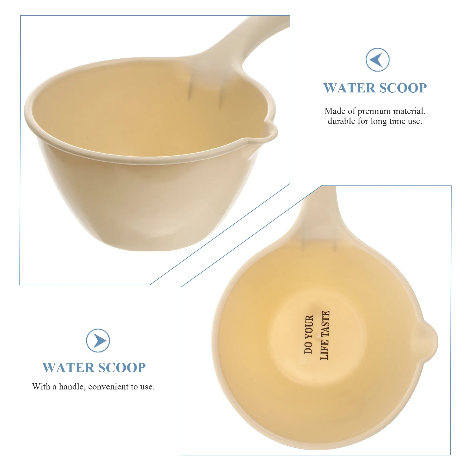 1Pc Plastic Water Ladle Bathing Bailer Water Dipper Spoon for Home Restaurant Kitchen Khaki Plastic Water Dipper