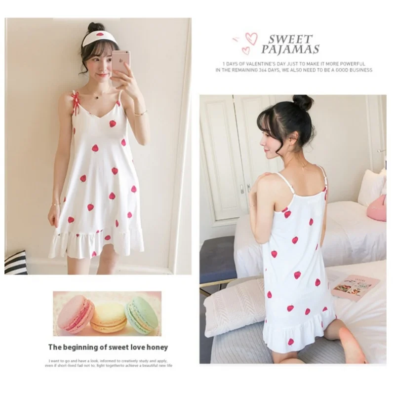 Gilrs Summer Suspenders One Piece  Slip Dress With Eyeshade And Brassiere Bow Cartoon Bear  Plaid Pajamas Thin Short Loose