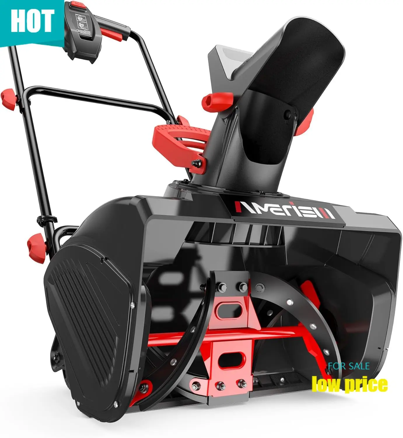 Soplador de Nieve Eléctrico con Cable de 18 Pulgadas, Motor Potente de 15 Amperios, Barrena de Goma de 2200 RPM, Distancia de Lanzamiento de Nieve de 30 Pies, Li