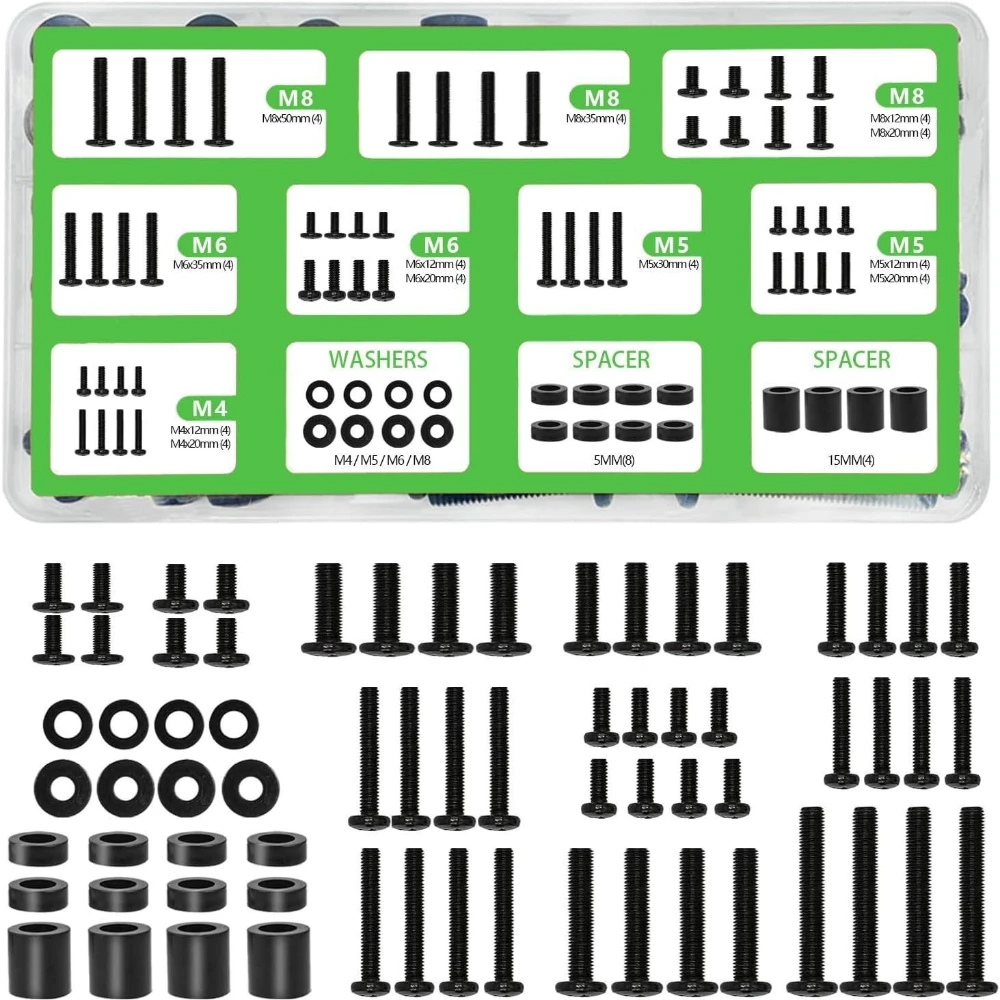 

68pcs TV Wall-mounted Installation Special Screw Set M4 M5 M8 Screws Washers Spacers Universal TV Mounting Hardware Screw Kit