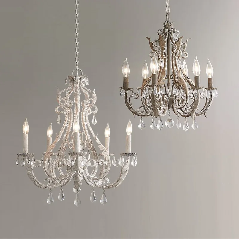 

American Rural Retro Vintage Crystal Chandelier light Living Room Dining Room Bedroom lustre classic style antique drop lighting