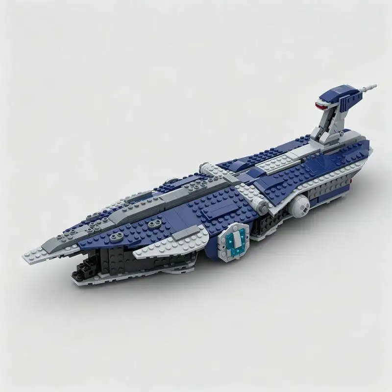 656PCS Blue Futuristic Space Cruiser Building Blocks DIY Assembly Starship Model With Command Bridge Creative Collection Gift
