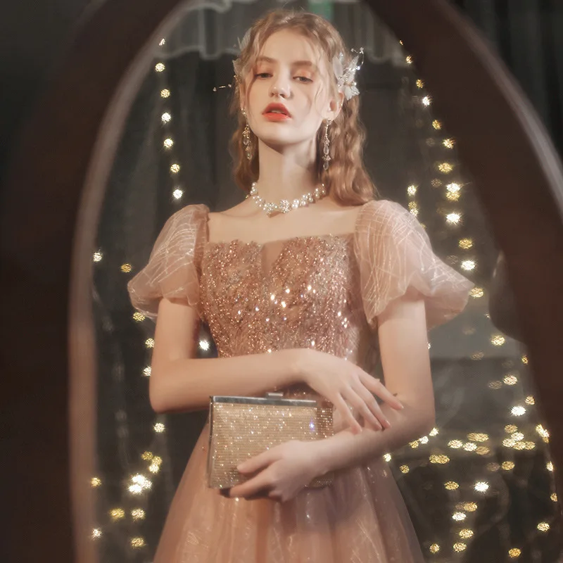 N11145 Vestito da festa per ragazze e donne per vestiti Abito lungo Dolce memoria Abiti eleganti Colletto quadrato Abiti da sera lunghi fino al pavimento