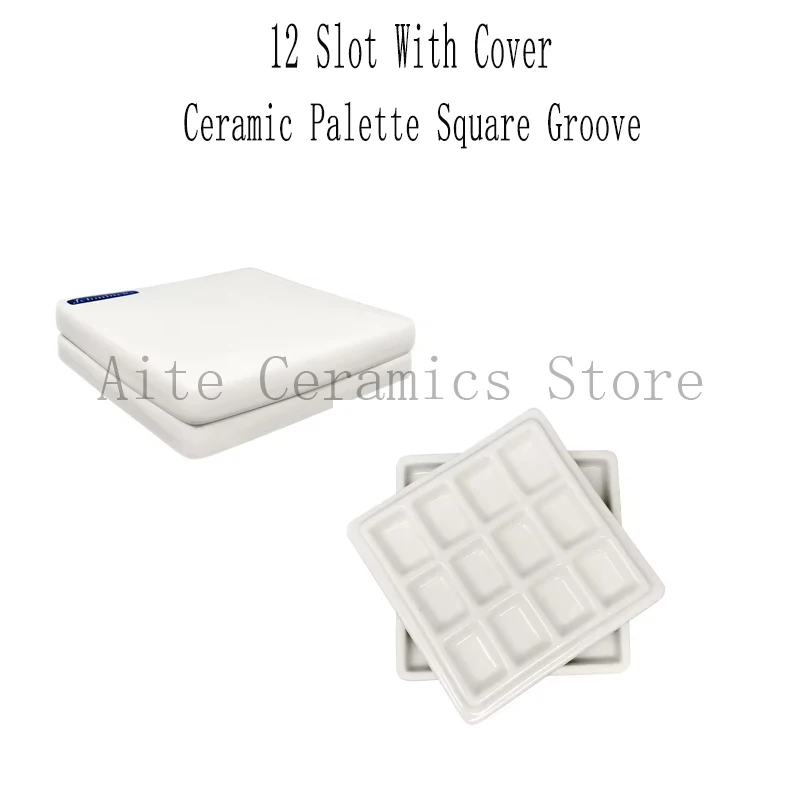 Dental Lab Ceramic Mixing Watering Moisturizing Plate Palette 12 Slot Square Groove With Cover For Porcelain Powder Mixing