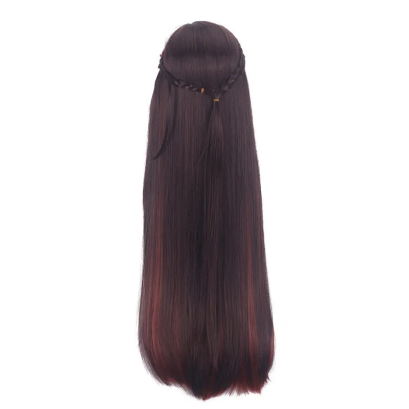 Peruca aluguel namorada miharu suwa marrom a laranja-vermelho gradiente trançado penteado peruca cosplay