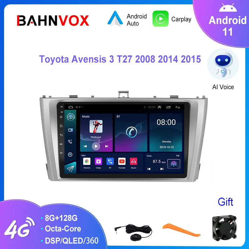 

9" Android 11.0 Car Radio for Toyota Avensis 3 T27 2008 2015 GPS Navigation Multimedia Player DSP Carplay Stereo QLED Screen 4G