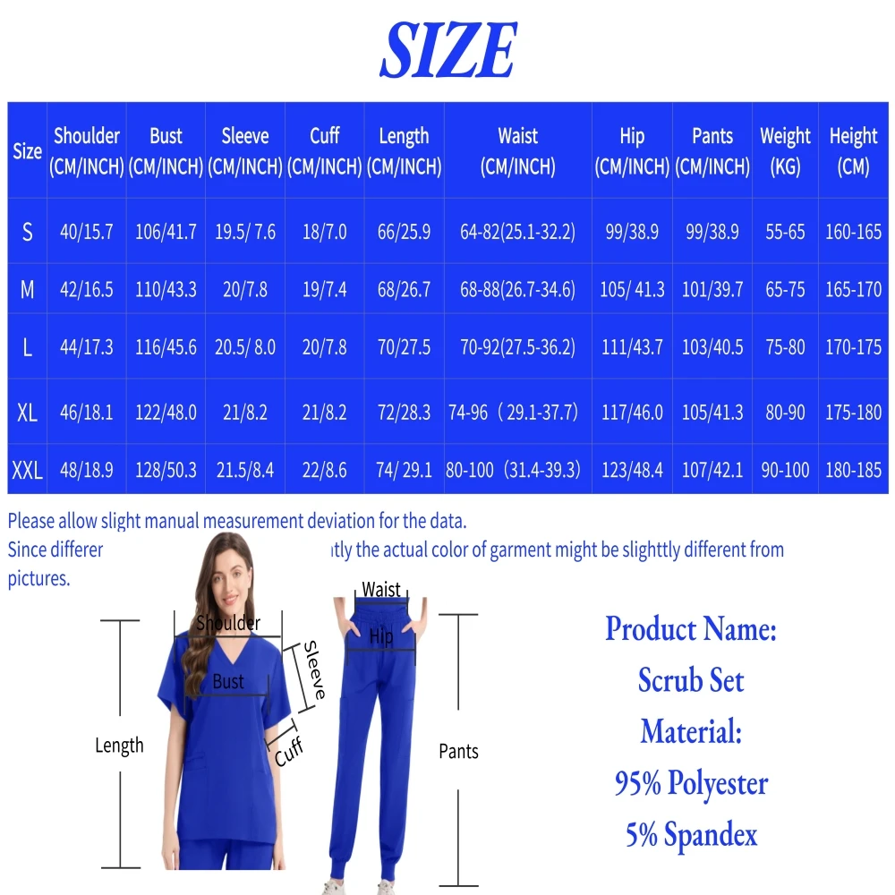Short Sleeved Men's Scrub Uniform Doctor's Work Suit Top and Pants Men's Hospital Nurse's Work Suit Laboratory Pharmacy Uniform