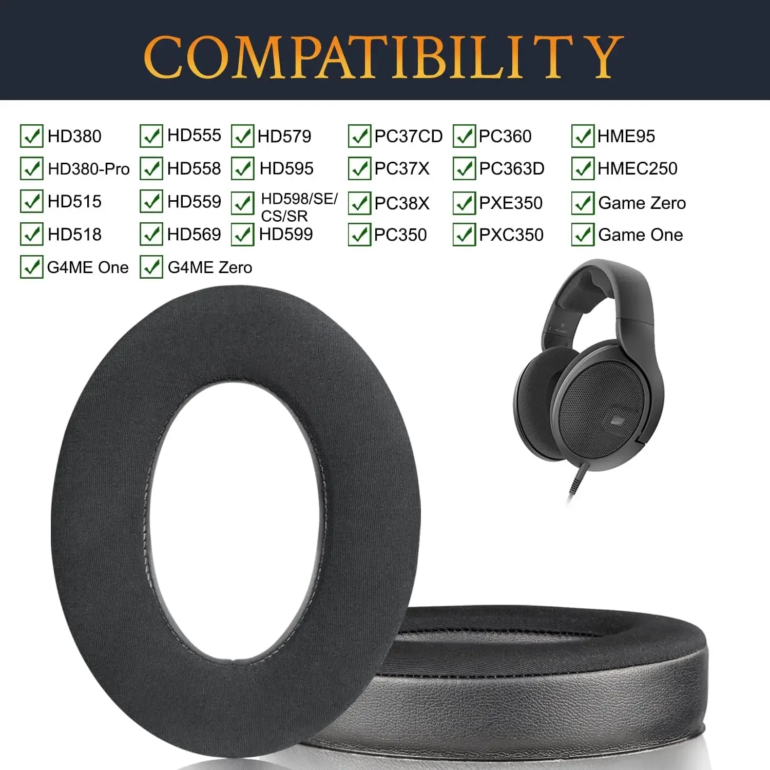 

Replacement Cooling gel earpads Compatible for Sennheiser HD599/HD598/SE/CS/SR/HD595/HD569/HD558/HD518/HD515/Game Zero/G4ME Zero