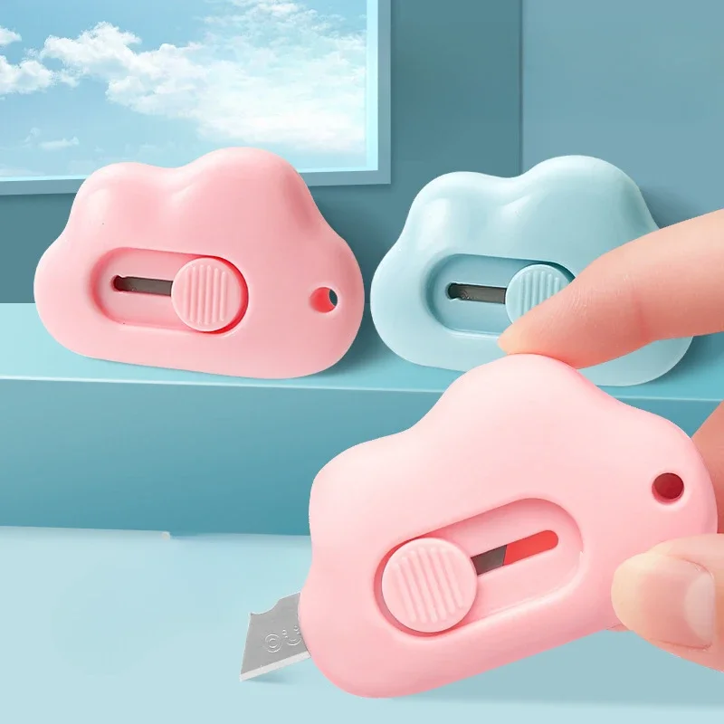 Cute Cloud Color Mini Portable Utility Knife Paper Cutter Cutting Paper Razor Blade Office Stationery Cutting Supplies