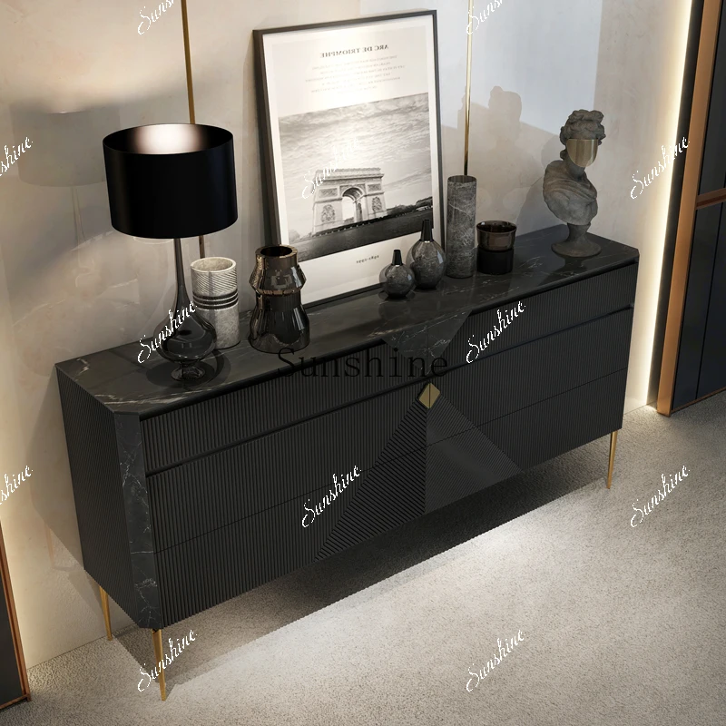 Modern light luxury large flat-floor villa living room entrance high-end locker  FT