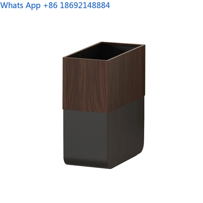 Walnut Pattern Trash Can for Living Rooms Bathroom Hotel Metal Lidless