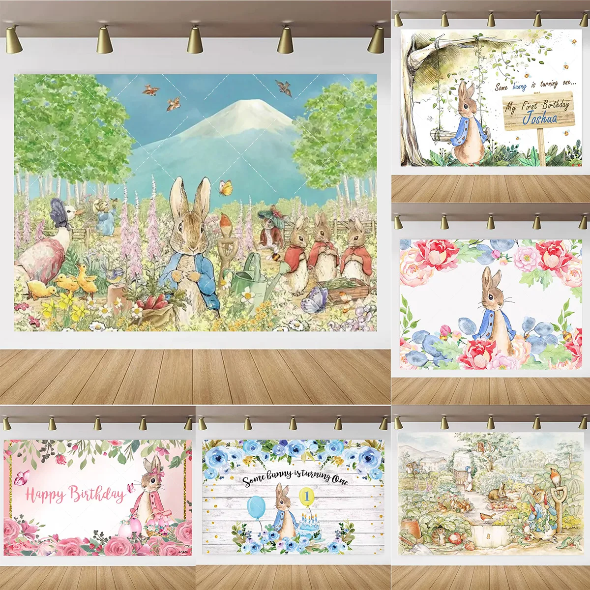 

Cartoon Rabbit Peter Garden Kids Birthday Party Backdrop Rabbit Flower Carrot Cake Table DecorGift Baby Baptismal Party Supplie