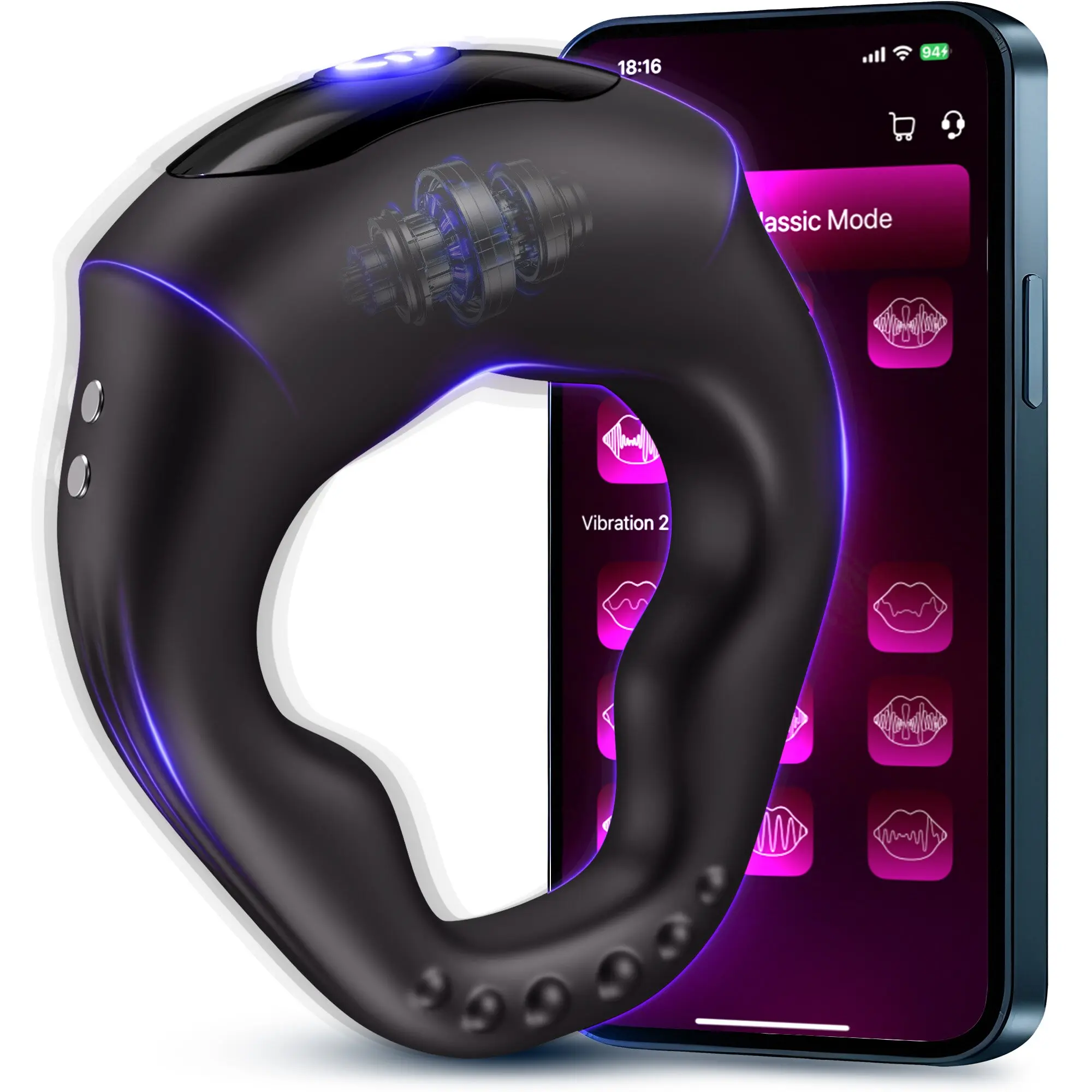 Vibrating Cock Ring for Couples 10 Vibrations APP Control Penis Ring Erection Enhancement & Delayed Ejaculation Sex Toys for Men