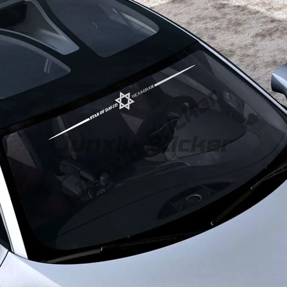 

STAR OF DAVID HEXAGRAM Car Front Windshield Stickers for Car Window Motorcycle Vinyl Car Decals Fit All Models