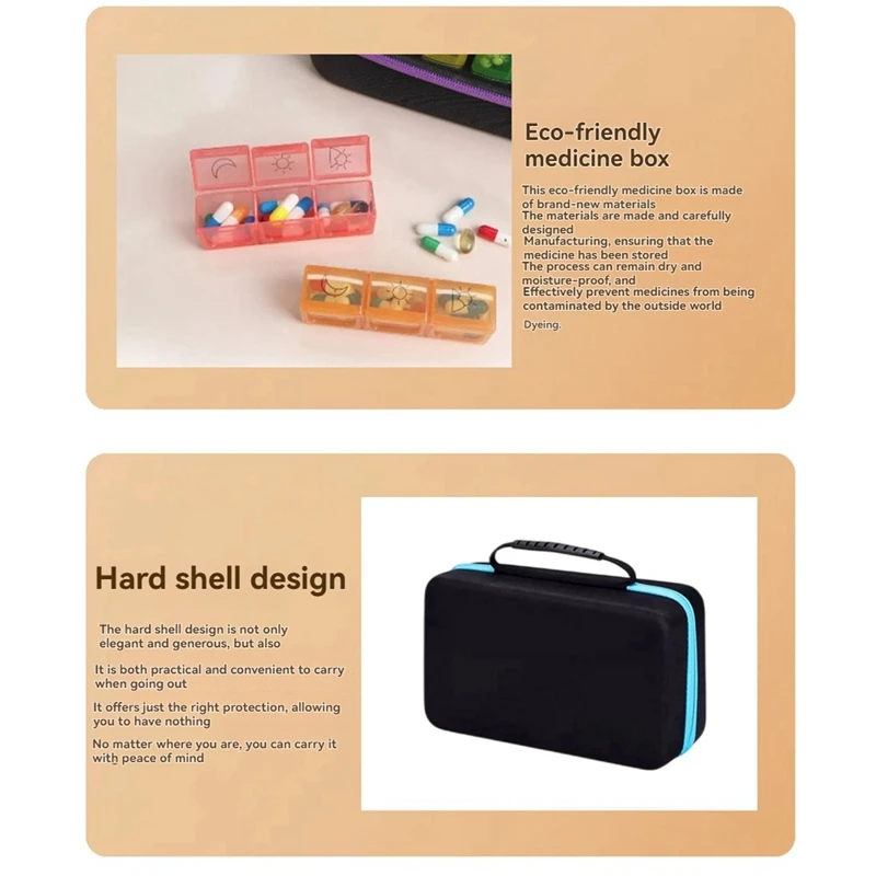 

Monthly Pill Organizer 3 Times a Day, 31 Day Pill Organizer Box AM PM with Weekly Pill Bag,32 Daily Large Compartments-ABRM