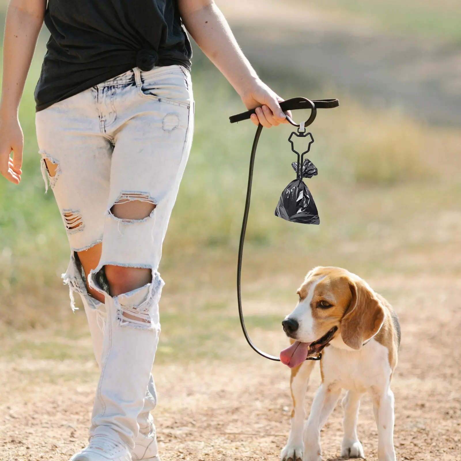 Poop Bag Holder for Leash Dog Waste Bag Carrier Compact ABS Dog Poop Dispenser Hands-Free Convenient Design for Daily Walks Runs